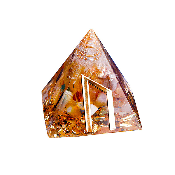 

PandaHall Orgonite Pyramid Resin Display Decorations, with Brass Findings, Gold Foil and Natural Yellow Agate Chips Inside, for Home Office...