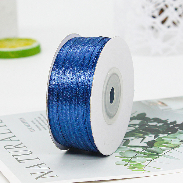 

PandaHall Polyester Double-Sided Satin Ribbons, Ornament Accessories, Flat, Royal Blue, 3mm, 100 yards/roll Polyester None