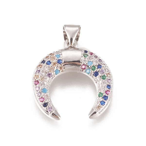 

PandaHall Brass Micro Pave Cubic Zirconia Pendants, Long-Lasting Plated, Lead Free & Cadmium Free & Nickel Free, Ox Horn Shape, Colorful...
