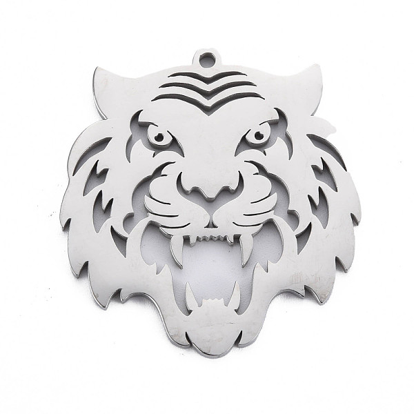 

PandaHall 304 Stainless Steel Pendants, Laser Cut, Tiger, Stainless Steel Color, 42x39x2mm, Hole: 2mm 304 Stainless Steel Tiger