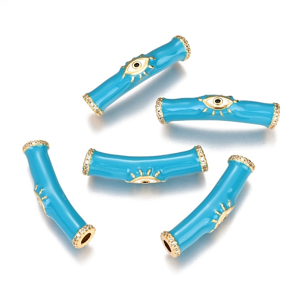 

PandaHall Brass Micro Pave Clear Cubic Zirconia Tube Beads, Long-Lasting Plated, with Enamel, Tube with Eye, Real 18K Gold Plated, Mixed..., Multicolor