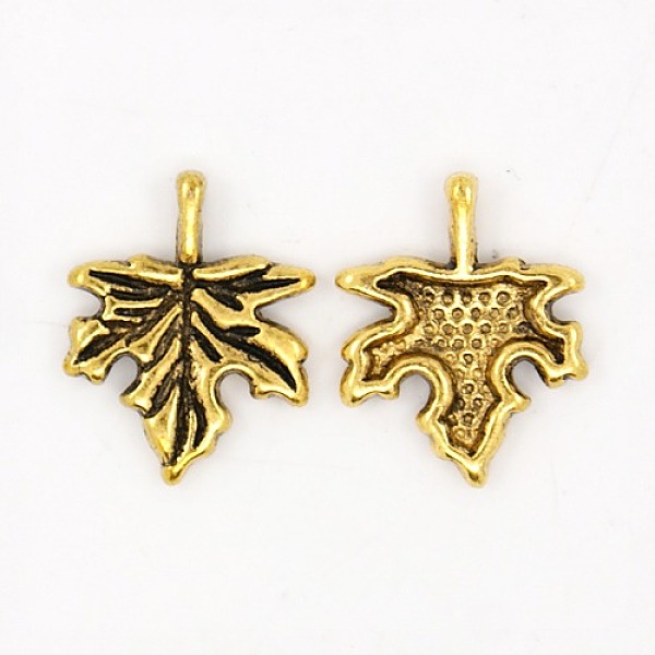 

PandaHall Autumn Theme Tibetan Style Alloy Pendants, Lead Free and Cadmium Free, Maple Leaf, Antique Golden, 17x14mm, Hole: 1.5mm Alloy Leaf
