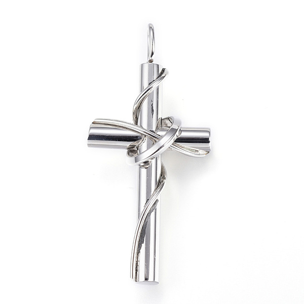 

PandaHall 304 Stainless Steel Pendants, Cross, Stainless Steel Color, 47x22x11mm, Hole: 5x3mm Stainless Steel Cross
