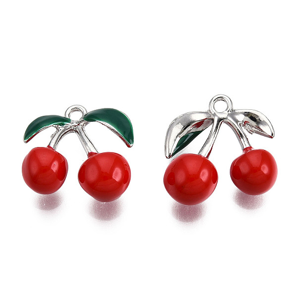 

PandaHall Rack Plating Alloy Enamel Pendants, Cadmium Free & Lead Free, Cherry Charms, Platinum, Red, 14.5x15x7mm, Hole: 1.4mm Alloy+Enamel...