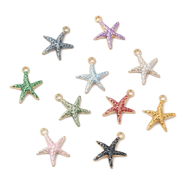 

PandaHall Eco-friendly Alloy Enamel Pendants, Starfish Charm, Mixed Color, 16x14x2.5mm, Hole: 1.5mm Alloy+Enamel Starfish Multicolor