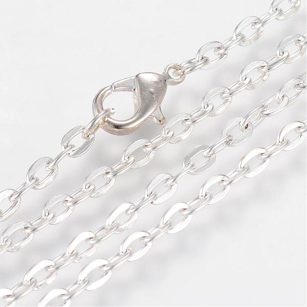 

PandaHall Iron Cable Chains Necklace Making, with Lobster Clasps, Unwelded, Silver Color Plated, 27.5 inch(70cm) Iron