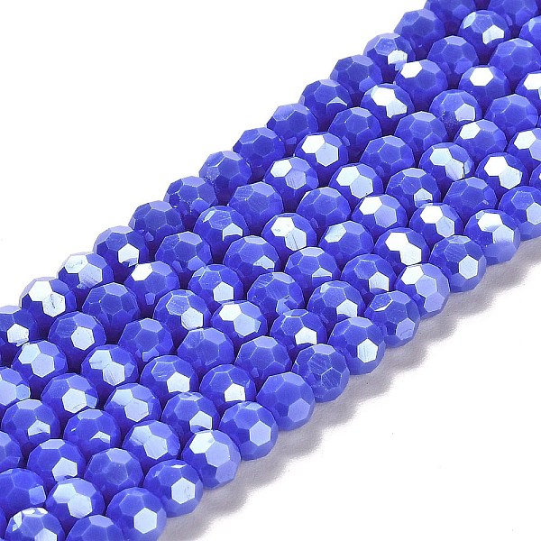 

PandaHall Electroplate Opaque Glass Beads Strands, Faceted(32 Facets), Pearl Luster Plated, Round, Mauve, 6mm, Hole: 1mm, about..., Purple