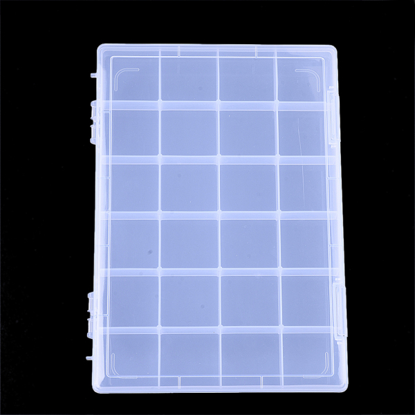 

PandaHall Plastic Bead Storage Containers, 24 Compartments, Rectangle, Clear, 28.5x19.5x2.2cm, Compartment: 44.5x45mm Plastic Rectangle...