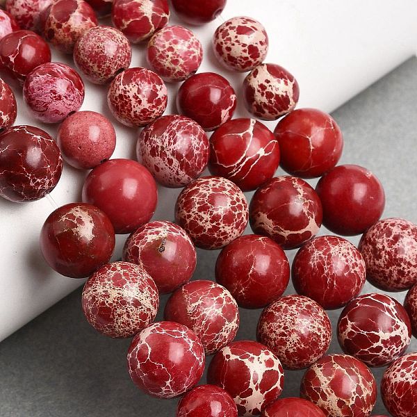 Jaspe impérial naturel brins de perles graduées