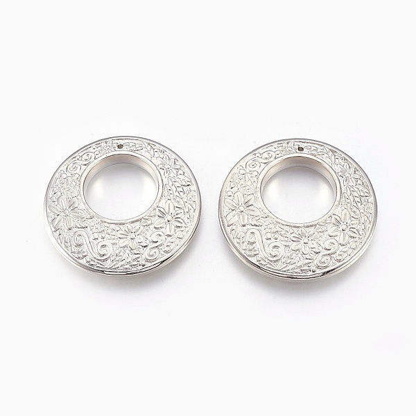 

PandaHall CCB Plastic Big Pendants, Flat Round with Flower, Platinum, 53x9mm, Hole: 1.5mm Plastic Flat Round