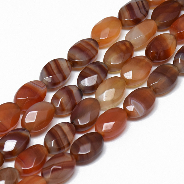 

PandaHall Natural Red Agate Bead Strands, Faceted, Dyed, Oval, 8x6x4mm, Hole: 1mm, about 26pcs/strand, 7.8 inch Red Agate Oval