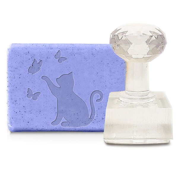 

PandaHall CRASPIRE Handmade Soap Stamp Cat DIY Acrylic Stamp Soap Butterfly Embossing Stamp Soap Chapter Imprint Stamp for Handmade Soap...
