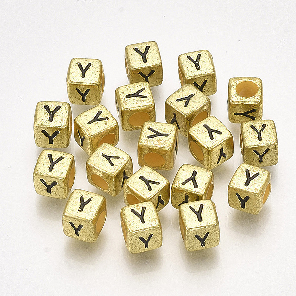 

PandaHall Acrylic Beads, Horizontal Hole, Metallic Plated, Cube with Letter.Y, 6x6x6mm, 2600pcs/500g Acrylic Letter Y