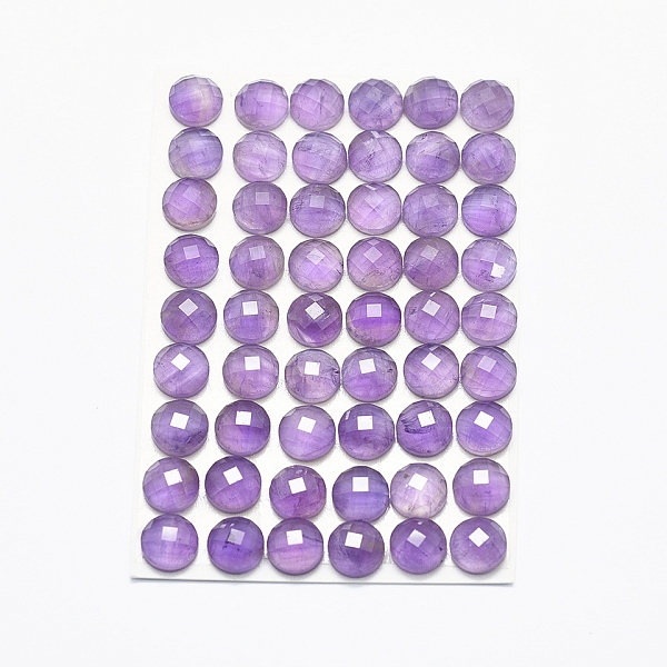 

PandaHall Natural Amethyst Cabochons, Faceted, Half Round, 8x3.5~4mm Amethyst Half Round