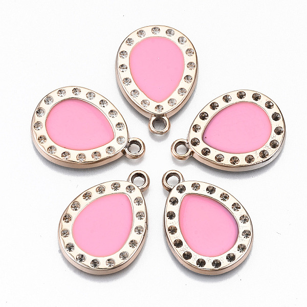 

PandaHall UV Plating Acrylic Pendant Rhinestone Settings, with Enamel, Teardrop, Light Gold, Pink, Fit for 2mm Rhinestone , 28x20x3mm, Hole...