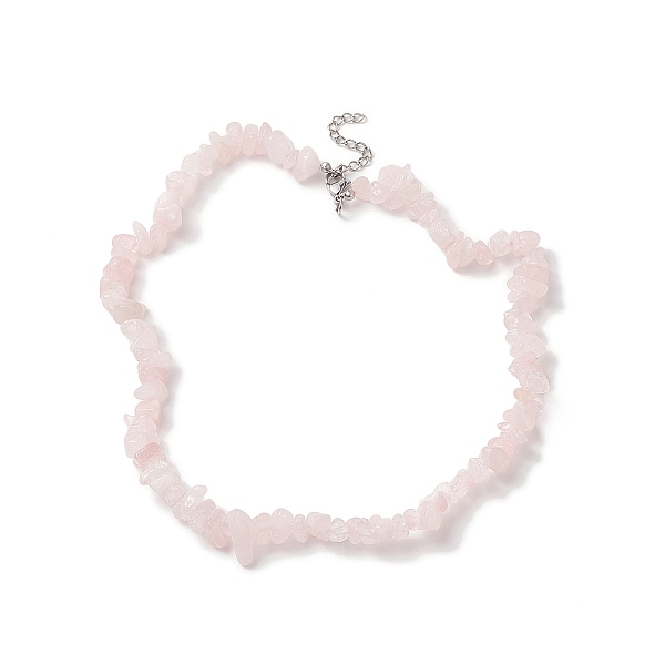 

PandaHall Natural Rose Quartz Chip Beaded Necklaces with 304 Stainless Steel Lobster Claw Clasp & Chain Extender, Choker Necklace for Women...
