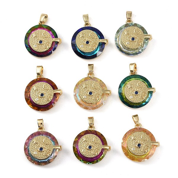 

PandaHall Brass Micro Pave Cubic Zirconia with Glass Pendents, Long-Lasting Plated, Eye, Mixed Color, 23~23.5x22x10mm, Hole: 6X3mm..., Multicolor