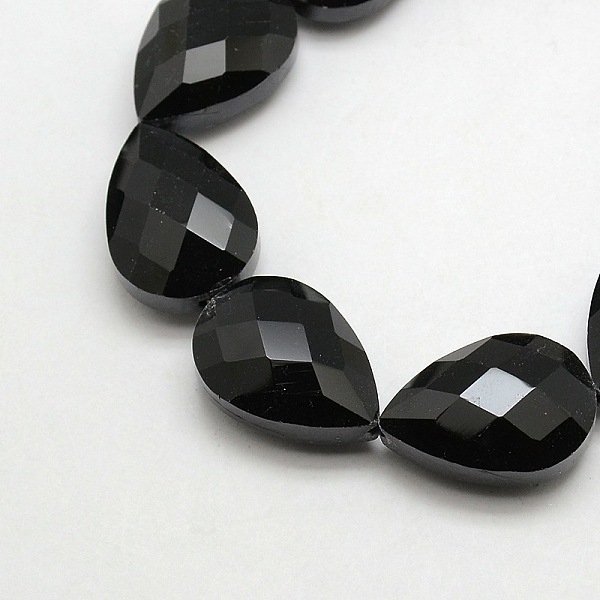 

PandaHall Crystal Glass Teardrop Beads Strands, Faceted, Black, 24x17x11mm, Hole: 1mm, about 30pcs/strand, 28.3 inch Glass Teardrop Black