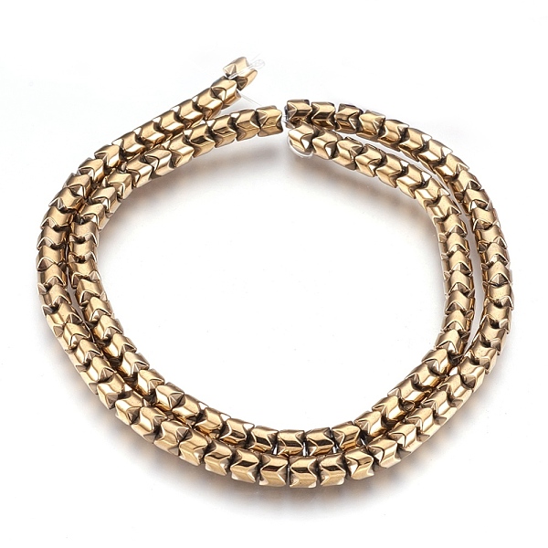 PandaHall Electroplate Non-magnetic Synthetic Hematite Bead Strands, Polished, Column, Antique Bronze Plated, 5x4mm, Hole: 1mm, about...