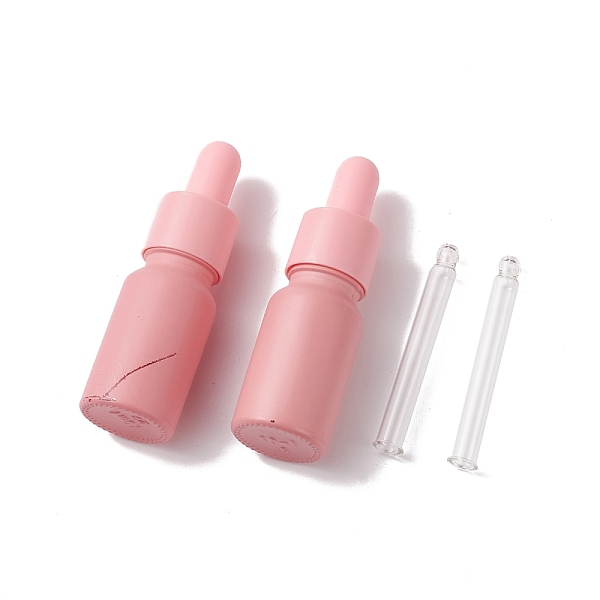 

PandaHall (Defective Closeout Sale: Paint Removed)Empty Portable Frosted Glass Dropper Bottles, with Rubber Extrusion Head, PP Dust Cap..., Pink