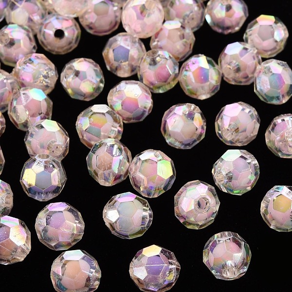 

PandaHall Transparent Acrylic Beads, Bead in Bead, AB Color, Faceted, Round, Pink, 9.5x9.5mm, Hole: 2mm Acrylic Round Pink