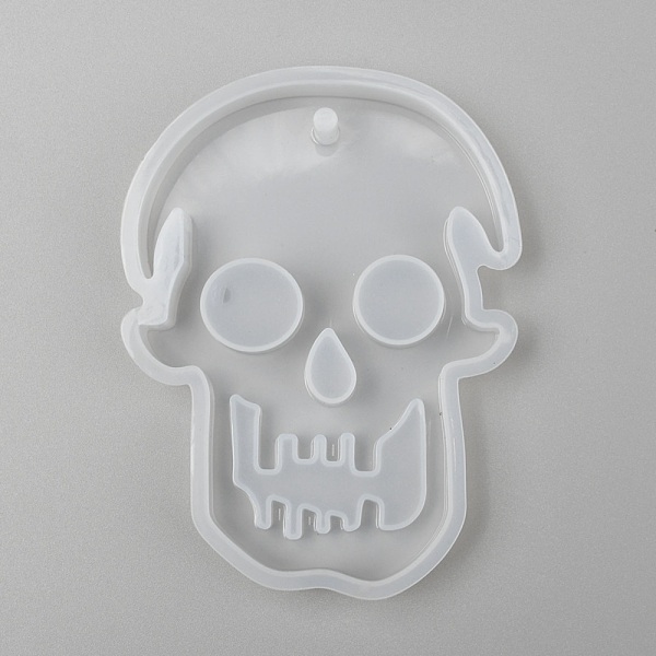 

PandaHall Halloween DIY Skull Pendant Silicone Molds, Resin Casting Molds, For UV Resin, Epoxy Resin Jewelry Making, White, 86x67x11mm, Hole...