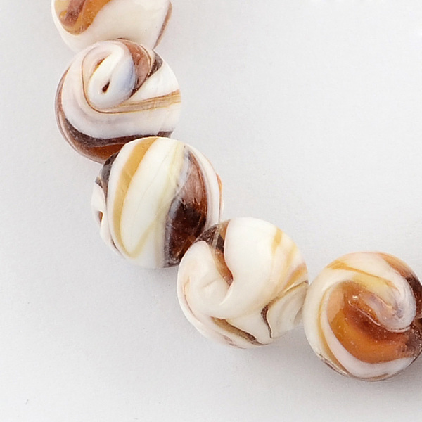 PandaHall Handmade Lampwork Beads, Round, Chocolate, 14mm, Hole: 1~2mm Lampwork Round Brown