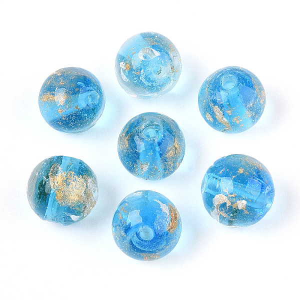 Handmade Gold  Silver Foil Glass Beads