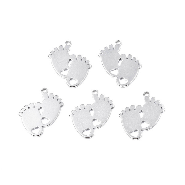 

PandaHall 201 Stainless Steel Pendants, Baby Footprints, Stainless Steel Color, 25x20x1.5mm, Hole: 2mm 201 Stainless Steel Body