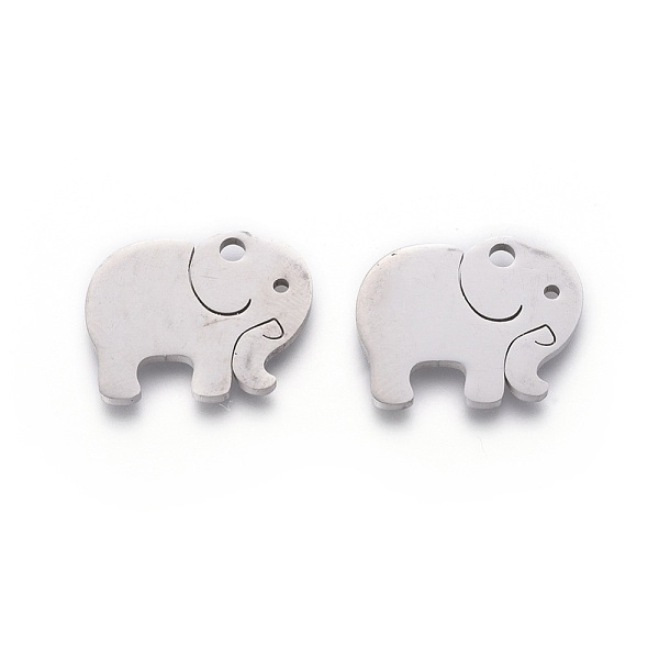 PandaHall 201 Stainless Steel Pendants, Manual Polishing, Elephant, Stainless Steel Color, 14.5x18x1.5mm, Hole: 2mm 201 Stainless Steel...