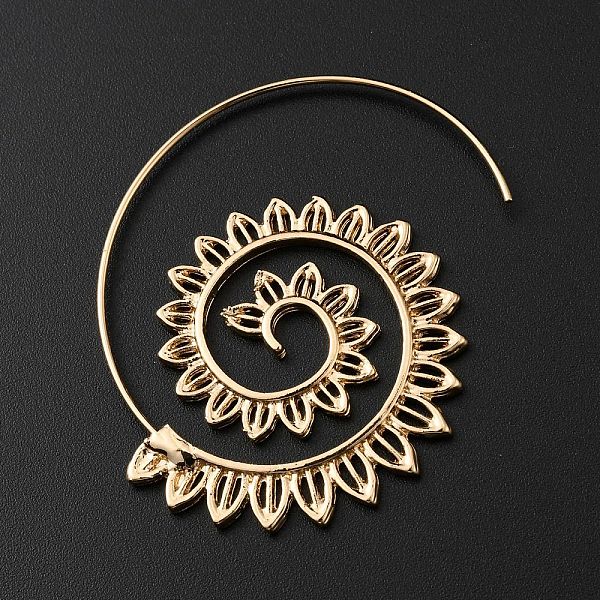 

PandaHall Flower Vortex Alloy Stud Earrings with Stainless Steel Pins for Women, Light Gold, 45.5~53.5x34.5~35.5x2mm, Pin: 0.9mm Alloy...