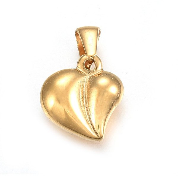 

PandaHall 304 Stainless Steel Charms, Puffed Heart, Golden, 14x13.5x6mm, Hole: 5x3mm 304 Stainless Steel Heart