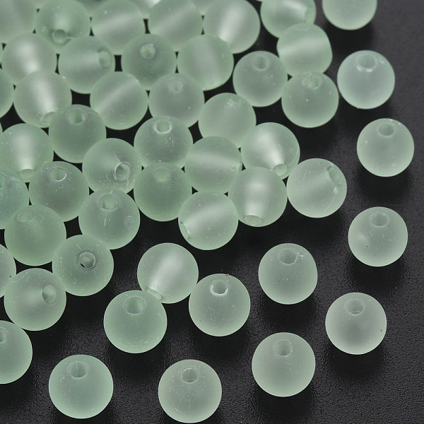 

PandaHall Transparent Acrylic Beads, Rubberized Style, Frosted, Round, Light Green, 8x7mm, Hole: 1.8mm, about 1745pcs/500g Acrylic Round