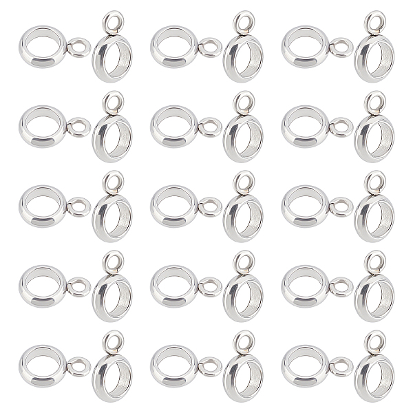 

PandaHall UNICRAFTALE about 100pcs Column Bail Beads Stainless Steel Hanger Links Ring Hanger Links Pendant Bail Hanger Links for Dangle...