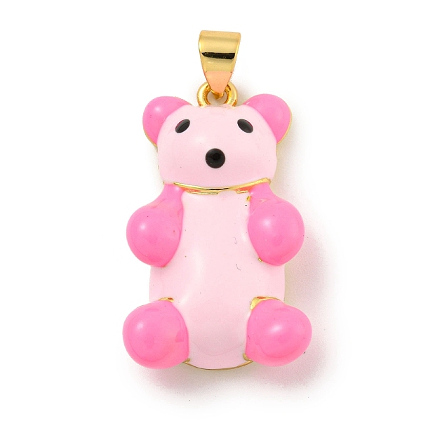 

PandaHall Rack Plating Brass with Enamel Pendants, with Jump Ring, Long-Lasting Plated, Lead Free & Cadmium Free, Bear, Real 18K Gold Plated..., Pink