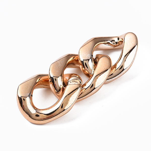 

PandaHall UV Plating Acrylic Linking Rings, Quick Link Connectors, for Curb Chains Jewelry Making, Twist Oval, Rose Gold, 27x22x10mm, Inner...