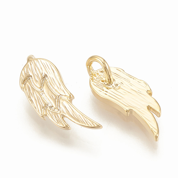 

PandaHall Brass Charms, Wing, Nickel Free, Real 18K Gold Plated, 12x5x1mm, Hole: 1mm Brass Wing