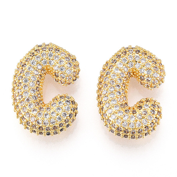 

PandaHall Brass Micro Pave Cubic Zirconia Pendants, Alphabet, Letter C, 22x15.5x7.5mm, Hole: 4x2.5mm Brass+Cubic Zirconia Letter C Clear
