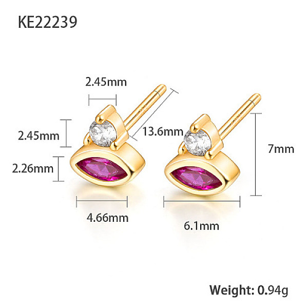 

PandaHall Cubic Zirconia Horse Eye Stud Earrings, Golden 925 Sterling Silver Earrings, with 925 Stamp, Fuchsia, 7x6.1mm Cubic Zirconia Horse..., Pink