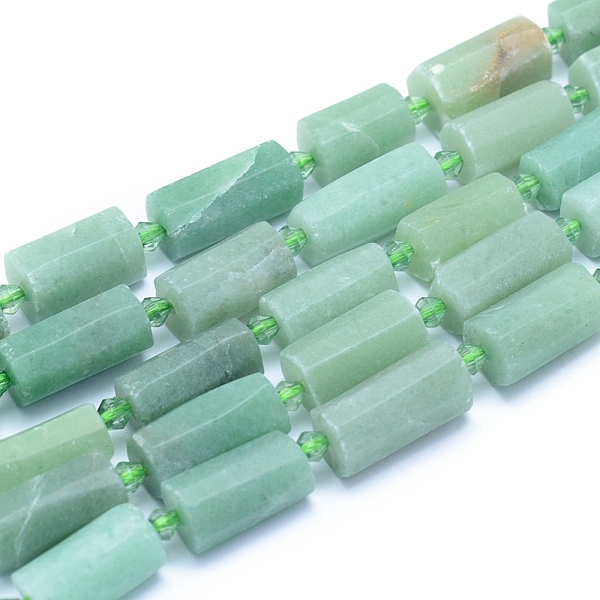 

PandaHall Frosted Natural Aventurine Beads Strands, Faceted, Column, 13~18x7~10.5mm, Hole: 1mm, about 19~21pcs/strand, 15.16 inch(38.5cm)...