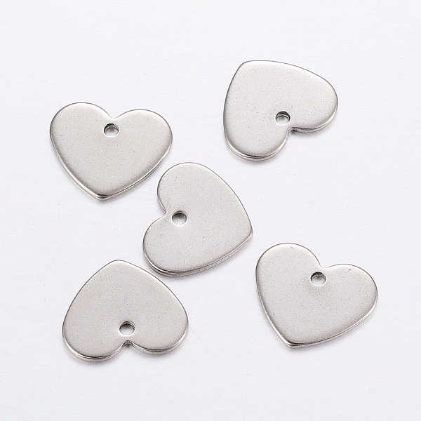 PandaHall 304 Stainless Steel Stamping Blank Tag Pendants, Heart Charms, Stainless Steel Color, 11x13x1mm, Hole: 1mm 304 Stainless Steel...