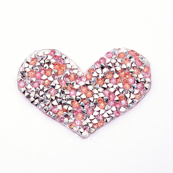 PandaHall Glitter Hotfix Rhinestone, Hot Melt Adhesive on the Back, Costume Accessories, Heart, Light Rose, 40x55x2mm Resin Rhinestone Heart...