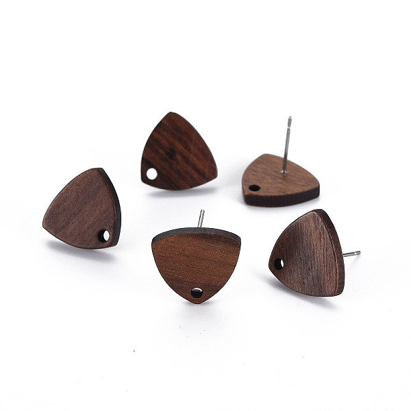 

PandaHall Walnut Wood Stud Earring Findings, with 304 Stainless Steel Pin, Triangle, Coconut Brown, 13x14mm, Hole: 1.6mm, Pin: 0.6mm Wood...