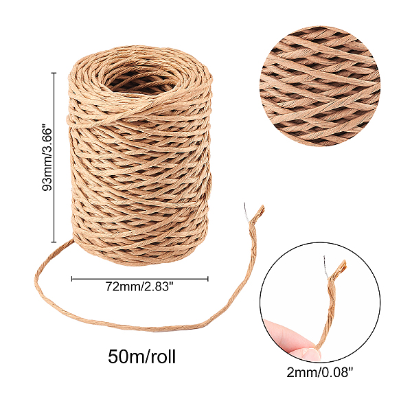 1 Roll Handmade Iron Wire Paper Rattan BurlyWood Woven Paper Rattan 2mm Floral Bind Wire For Art Craft Flower Bouquets 2mm