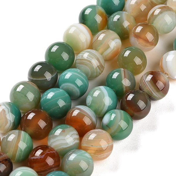 

PandaHall Natural Striped Agate/Banded Agate Beads Strands, Dyed, Round, Light Salmon, 10mm, Hole: 1.2mm, about 19pcs/strand, 7.60''(19.3cm)...