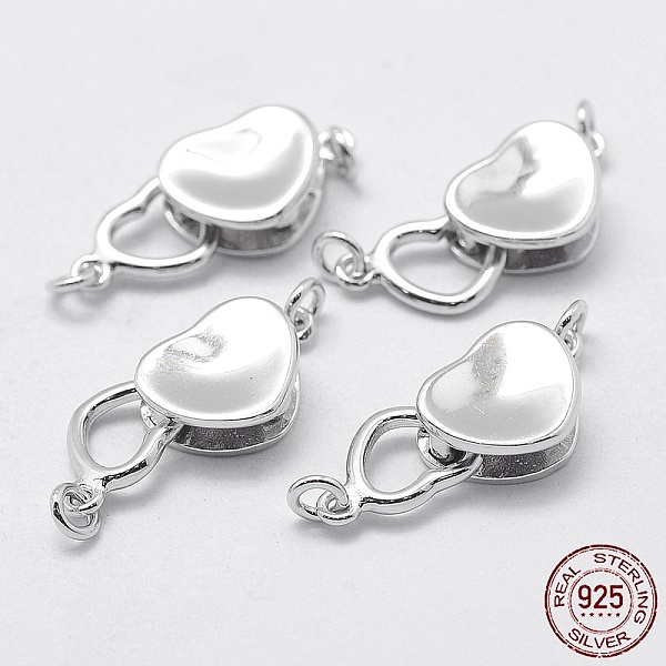 

PandaHall Rhodium Plated 925 Sterling Silver Box Clasps, with 925 Stamp, Heart, Platinum, 23x8x4mm, Hole: 2mm Sterling Silver Heart