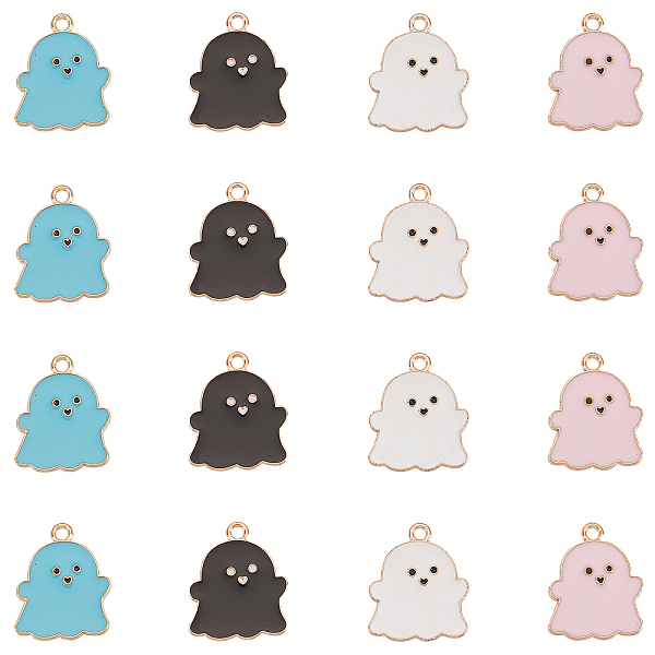 

PandaHall SUNNYCLUE 1 Box 80Pcs 4 Colors Ghost Charm Bulk Halloween Enamel Charms Ghost Charms Cartoon Cute White Black Halloween Charm for..., Multicolor