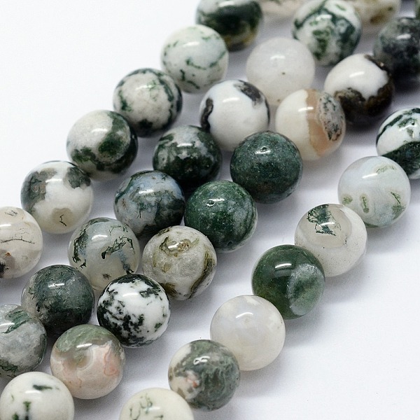 

PandaHall Natural Tree Agate Beads Strands, Round, 4mm, Hole: 1mm, about 95pcs/strand, 14.76 inch(37.5cm) Tree Agate Round