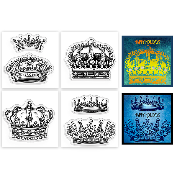 

PandaHall 4Pcs 4 Styles PVC Stamp, for DIY Scrapbooking, Crown, 55x55mm, 1pc/style Plastic Crown