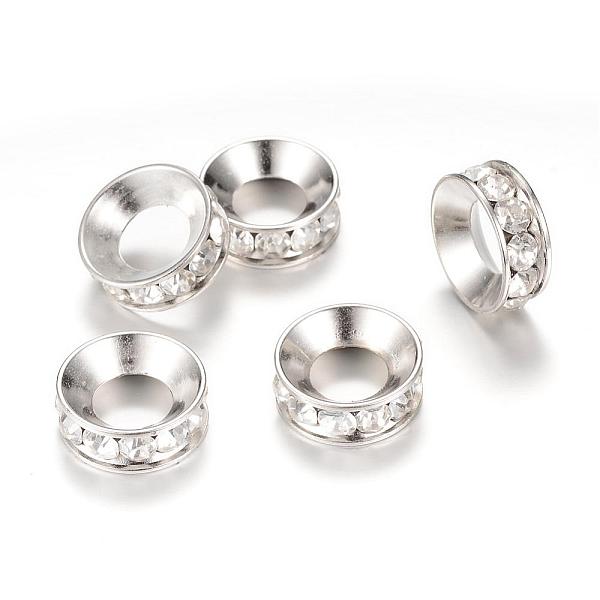 

PandaHall Resin Rhinestone Spacer Beads, with CCB Plastic Findings, Rondelle, Crystal, 19~20x7mm, Hole: 10mm Plastic+Rhinestone Rondelle..., Clear